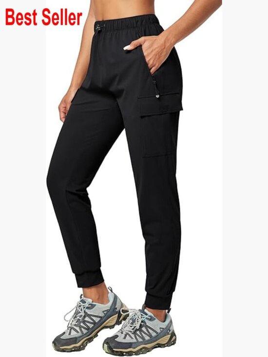 Pants - Women's Hiking Cargo Joggers with Pockets Lightweight Stretchy Quick Dry